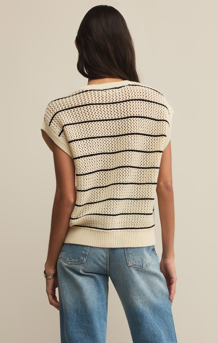 Sweaters Ines Striped Crochet Sweater Top Sea Salt