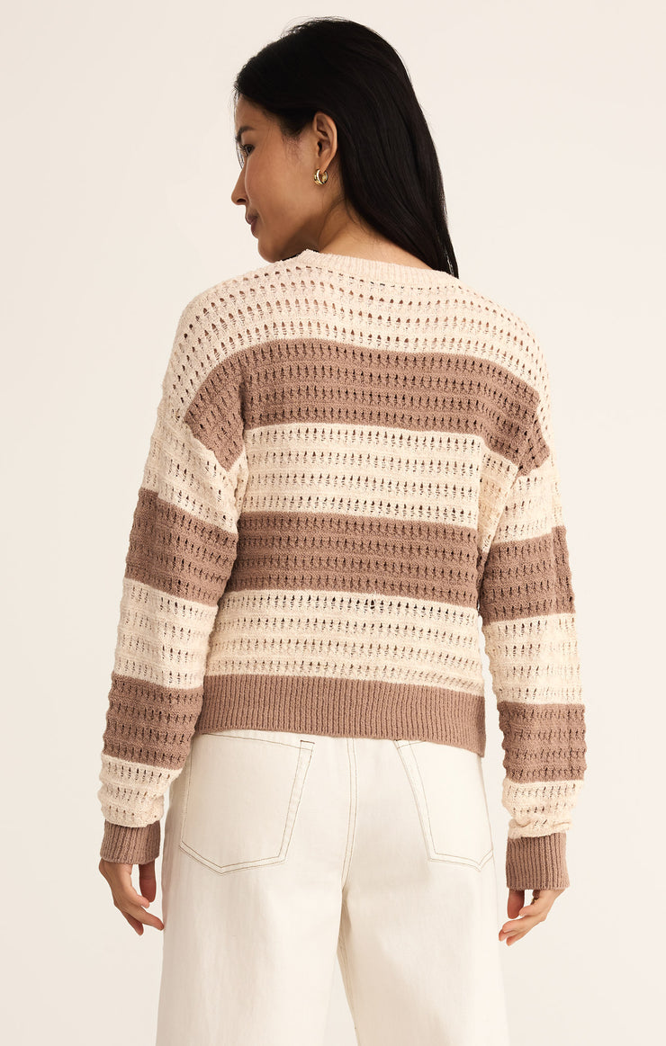 Sweaters Bonaparte Stripe Crochet Sweater Iced Coffee
