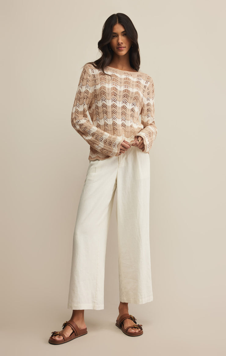 Sweaters Azura Stripe Crochet Top Panna Cotta