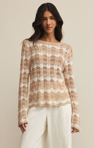 SweatersAzura Stripe Crochet Top Panna Cotta