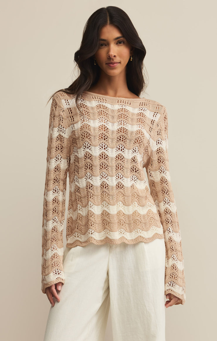 Sweaters Azura Stripe Crochet Top Panna Cotta