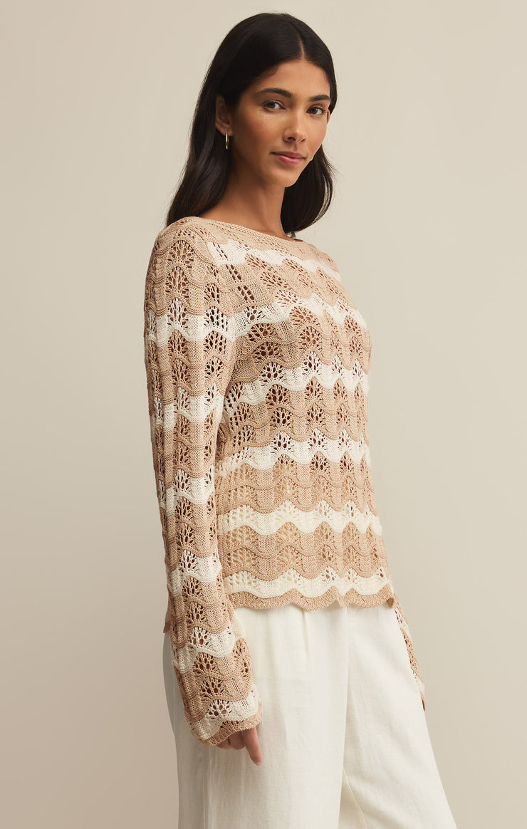 Sweaters Azura Stripe Crochet Top Panna Cotta