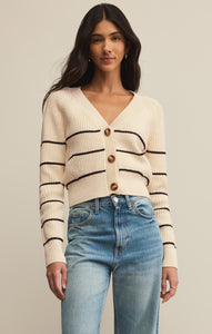 SweatersStefi Cropped Stripe Cardigan Sea Salt