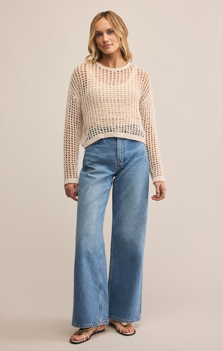 Sweaters Felix Cropped Crochet Sweater Crystal
