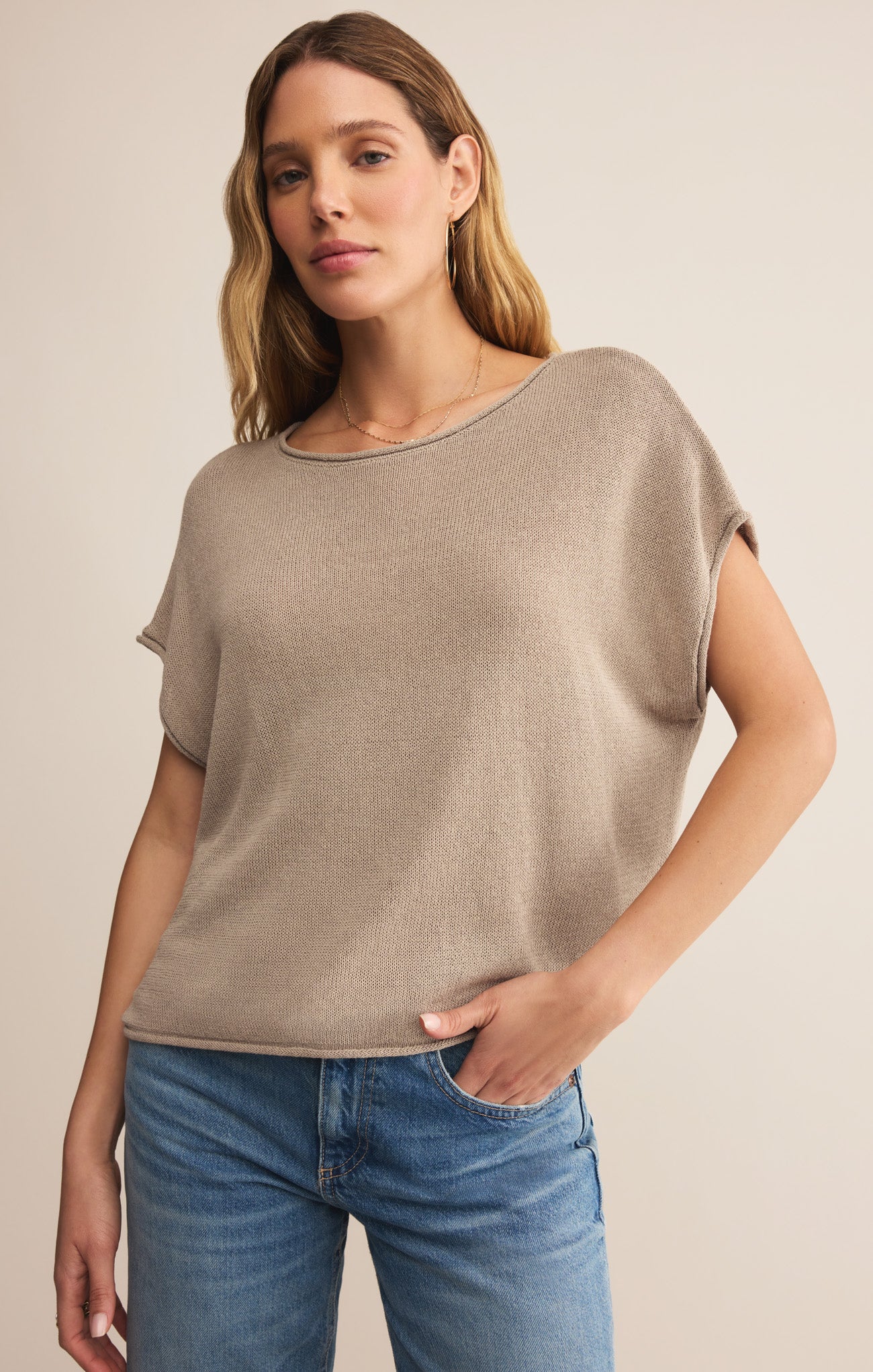 売れ筋商品|||タハリエーエスエル  ニット&セーター アウター レディース Plus Size Short-Sleeve Crewneck Sweater Hunter h-short-sleeve-sweater--