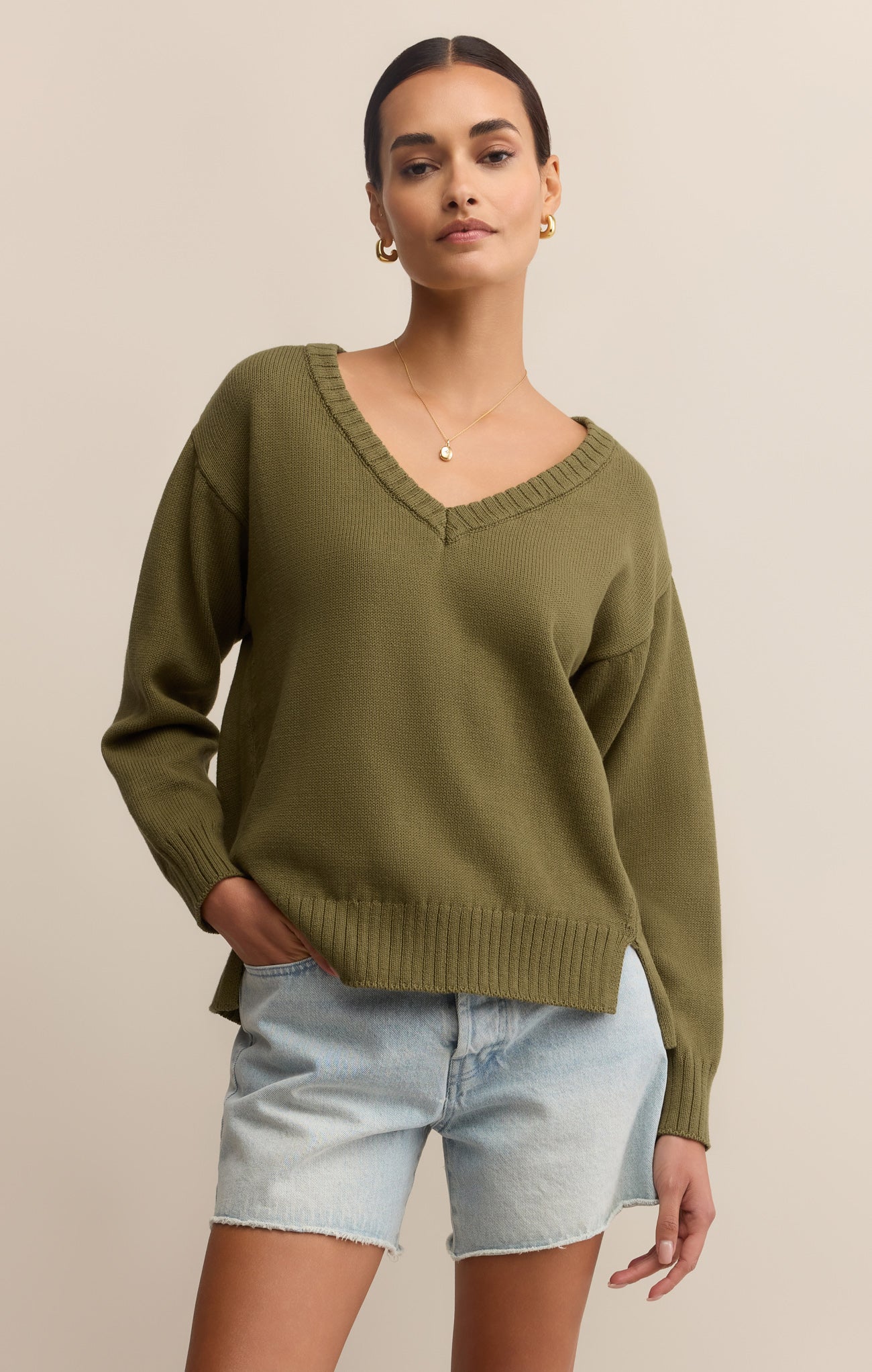 A*A様 SUNSEA V-neck Sweater Madewell Alpaca Blend Sweater Women XL Deep V Neck Gradient