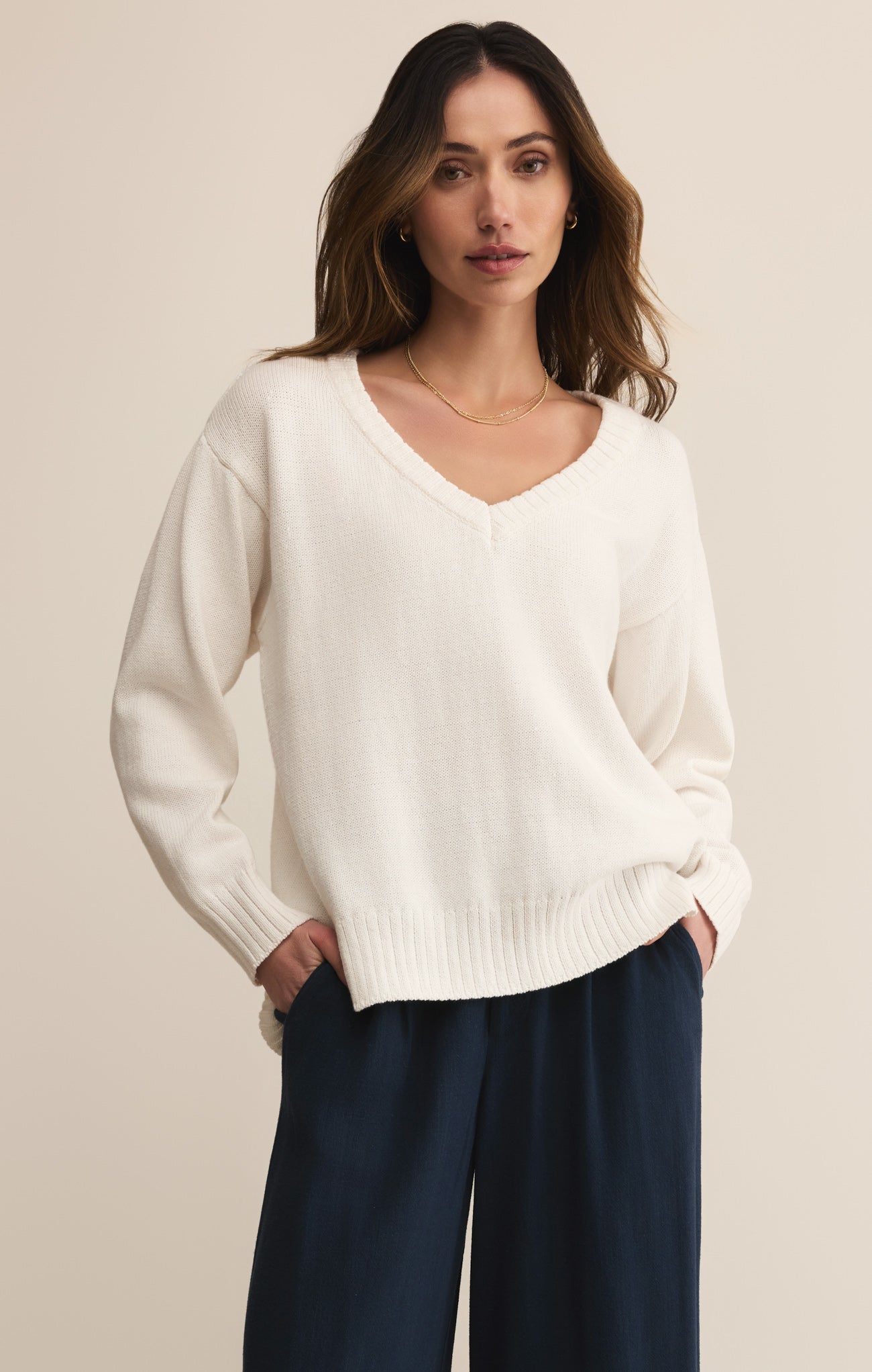 【新品未使用】L'Appartement☆Cotton3G Vneck Knit Cotton 3G Vneck Knit（ニット／セーター）｜L'Appartement