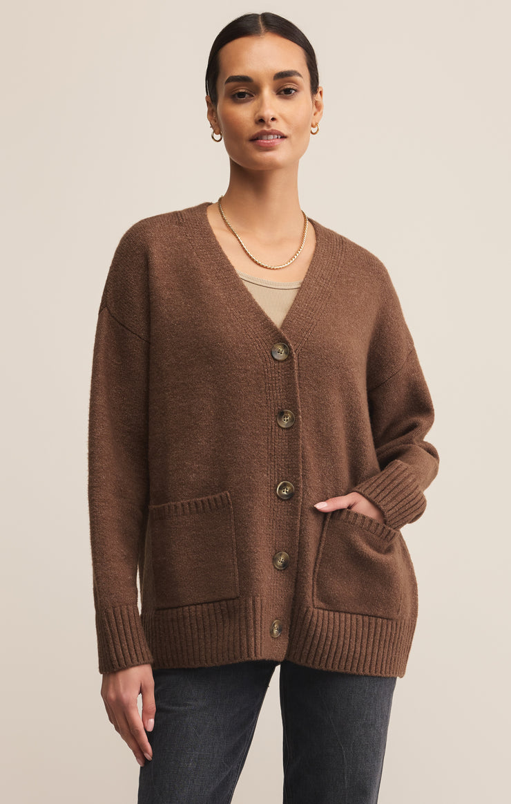 Sweaters Theo V-Neck Cardigan Suede