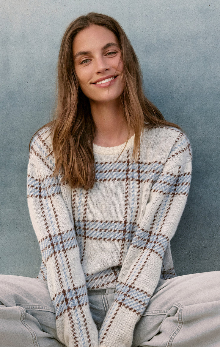 Sweaters Junction Plaid Sweater Natural
