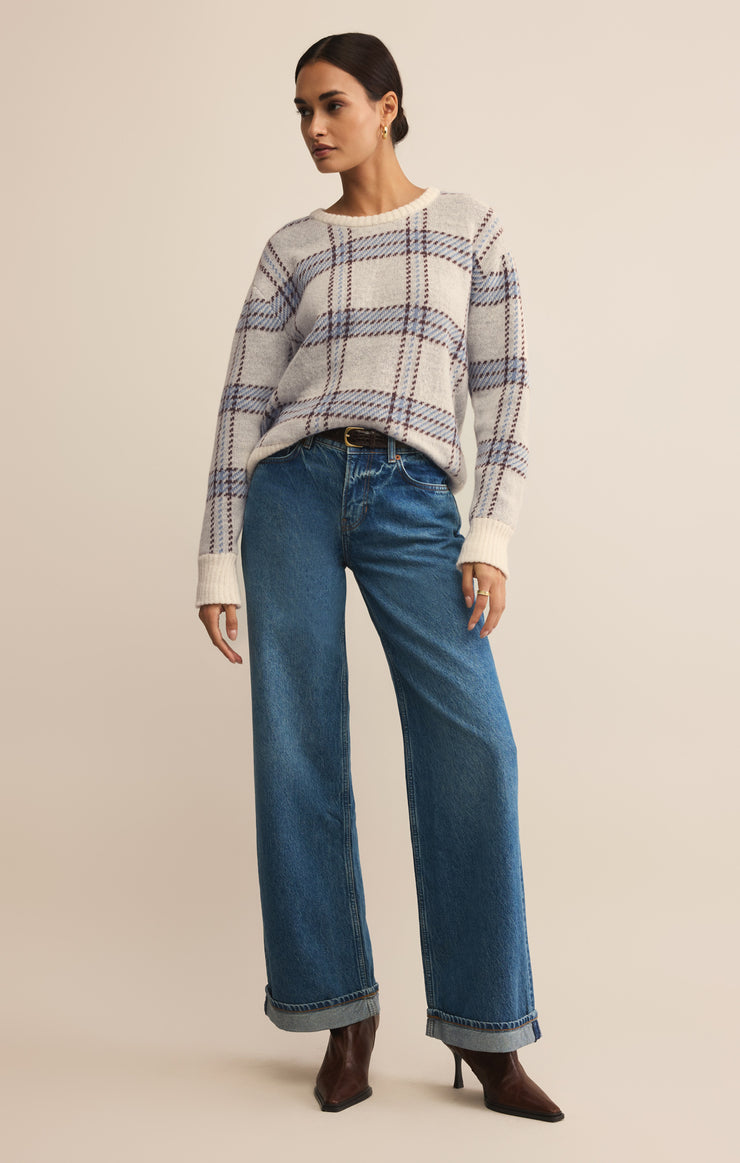 Sweaters Junction Plaid Sweater Natural