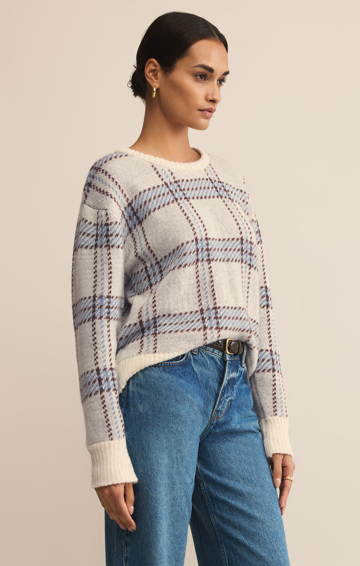 Sweaters Junction Plaid Sweater Natural