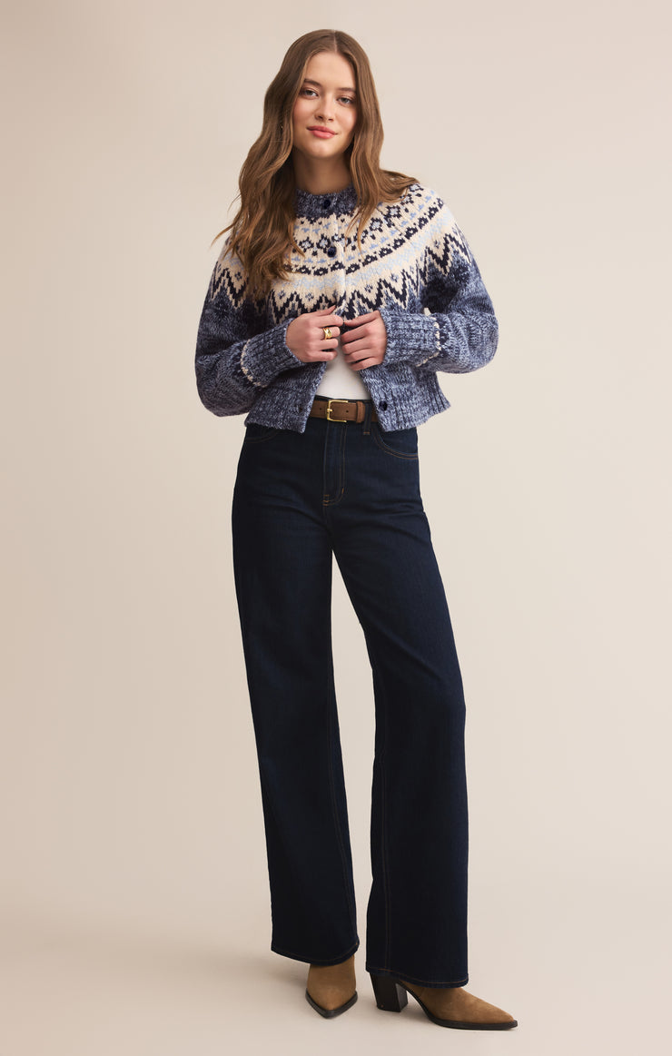 Sweaters North Sea Fairisle Cardigan Blue Velvet Heather