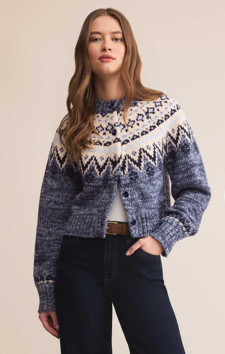 Sweaters North Sea Fairisle Cardigan Blue Velvet Heather