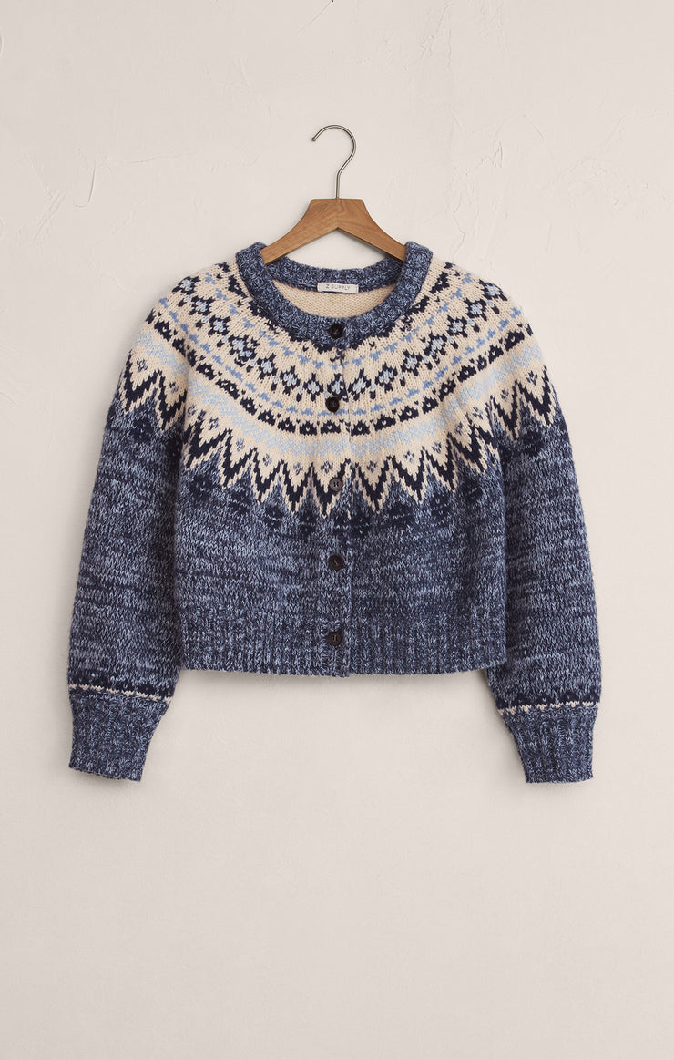 Sweaters North Sea Fair Isle Cardigan Blue Velvet Heather