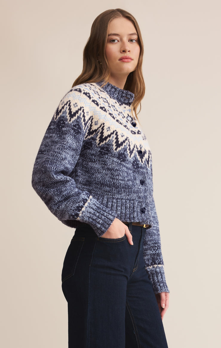 Sweaters North Sea Fairisle Cardigan Blue Velvet Heather