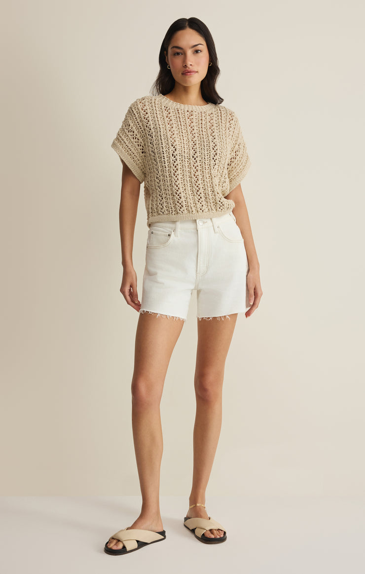 Tops Ballast Crochet Sweater Top Natural