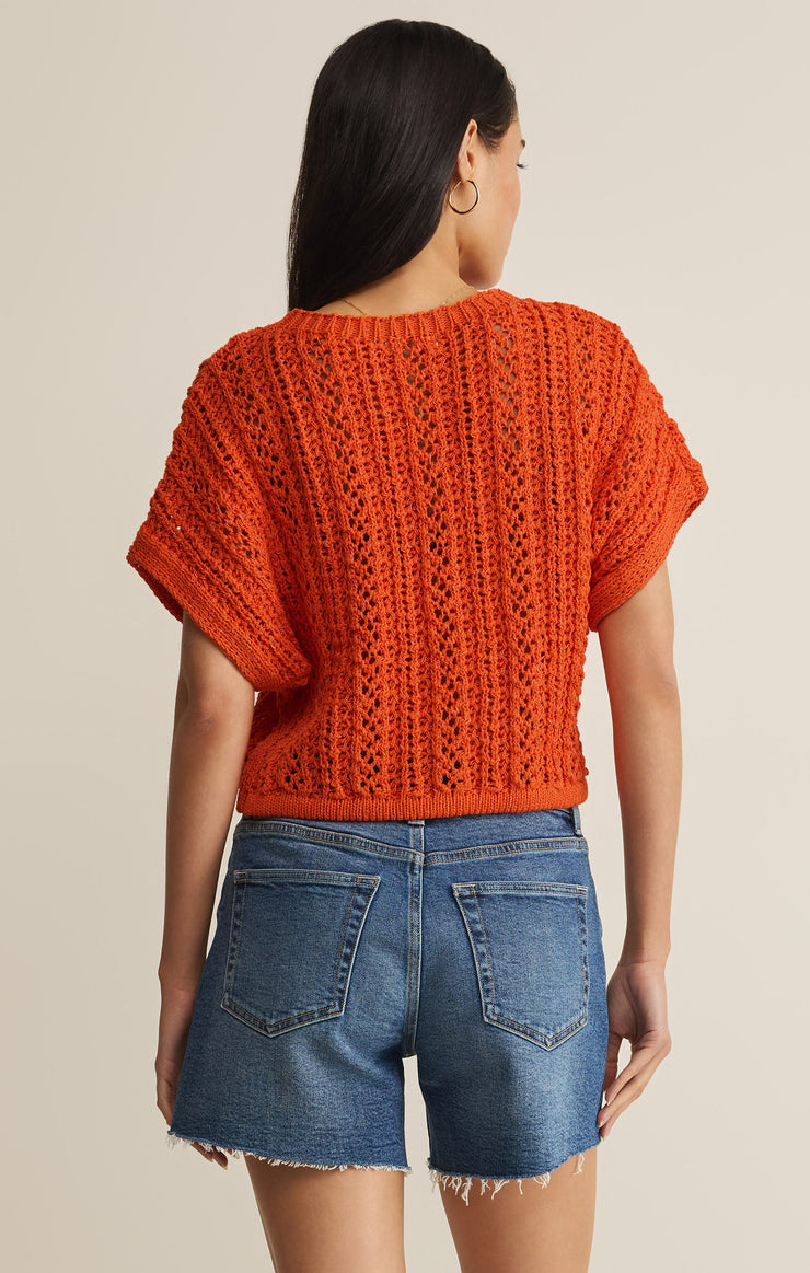 Tops Ballast Crochet Sweater Top Tiger Lily