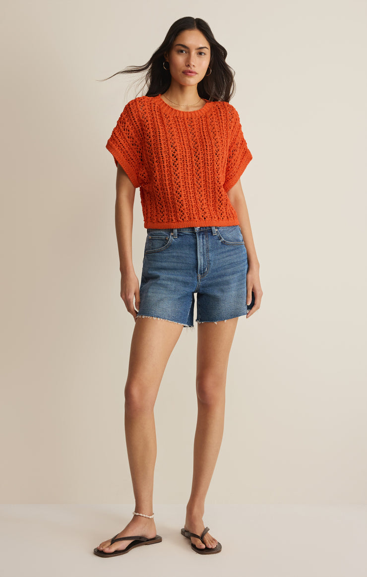 Tops Ballast Crochet Sweater Top Tiger Lily