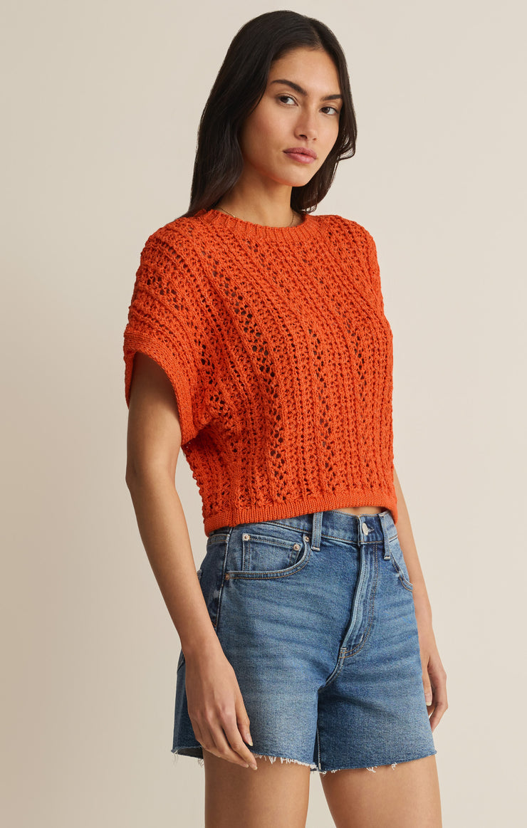 Tops Ballast Crochet Sweater Top Tiger Lily