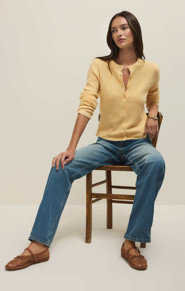 Sweaters Medina Cozy Rib Cardigan Custard