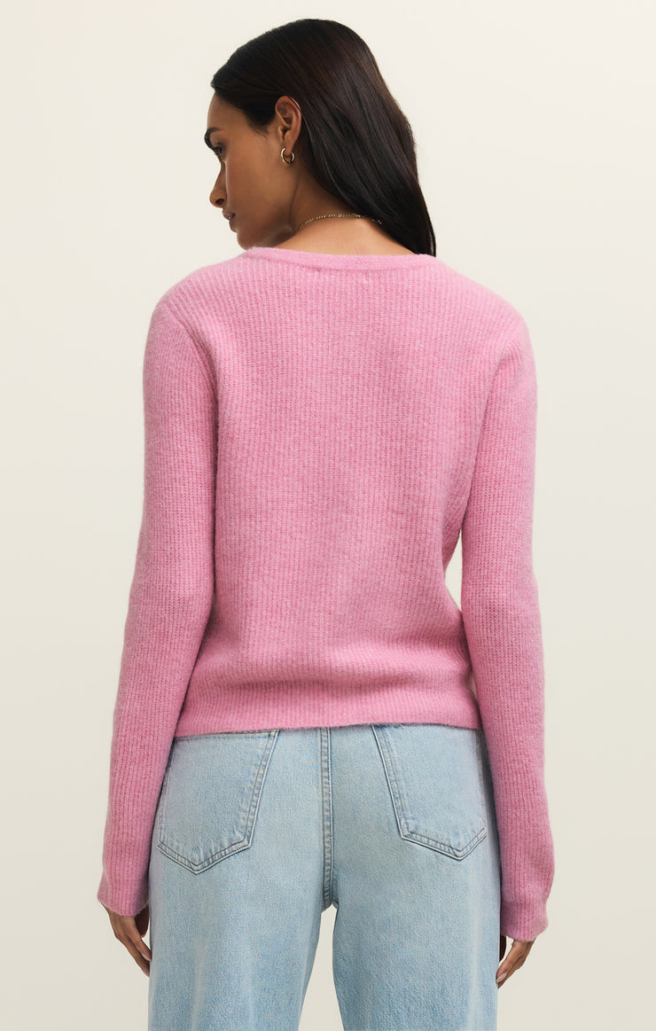 Sweaters Medina Cozy Rib Cardigan Pink Crush