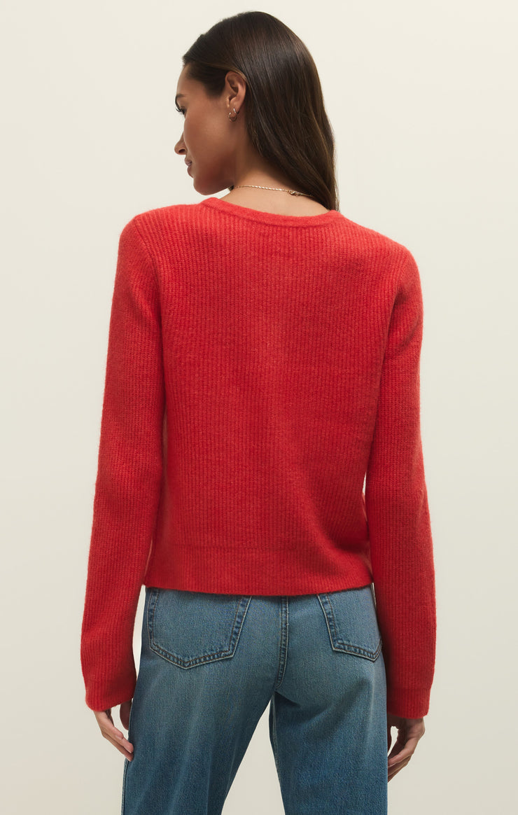 Sweaters Medina Cozy Rib Cardigan Red Lotus