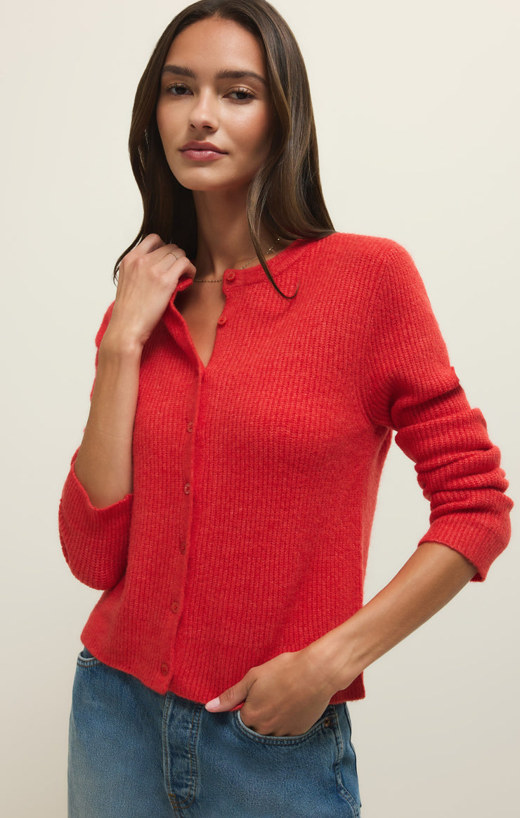 Sweaters Medina Cozy Rib Cardigan Red Lotus