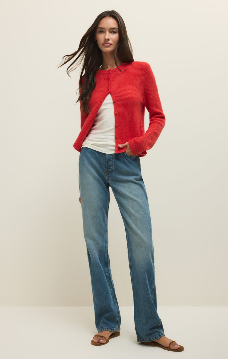 Sweaters Medina Cozy Rib Cardigan Red Lotus