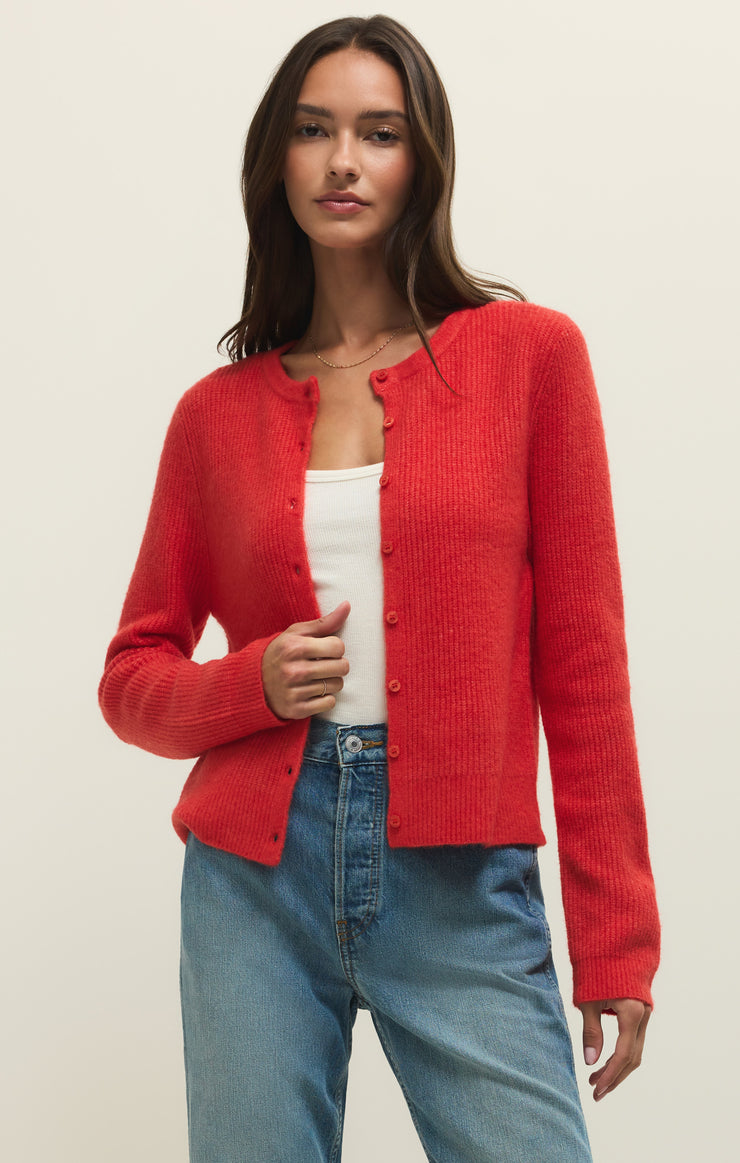 Sweaters Medina Cozy Rib Cardigan Red Lotus