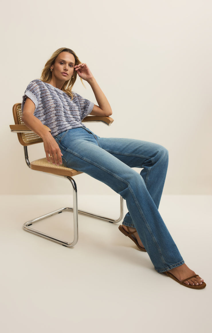 Tops Ballast Crochet Stripe Sweater Top Ballast Crochet Stripe Sweater Top