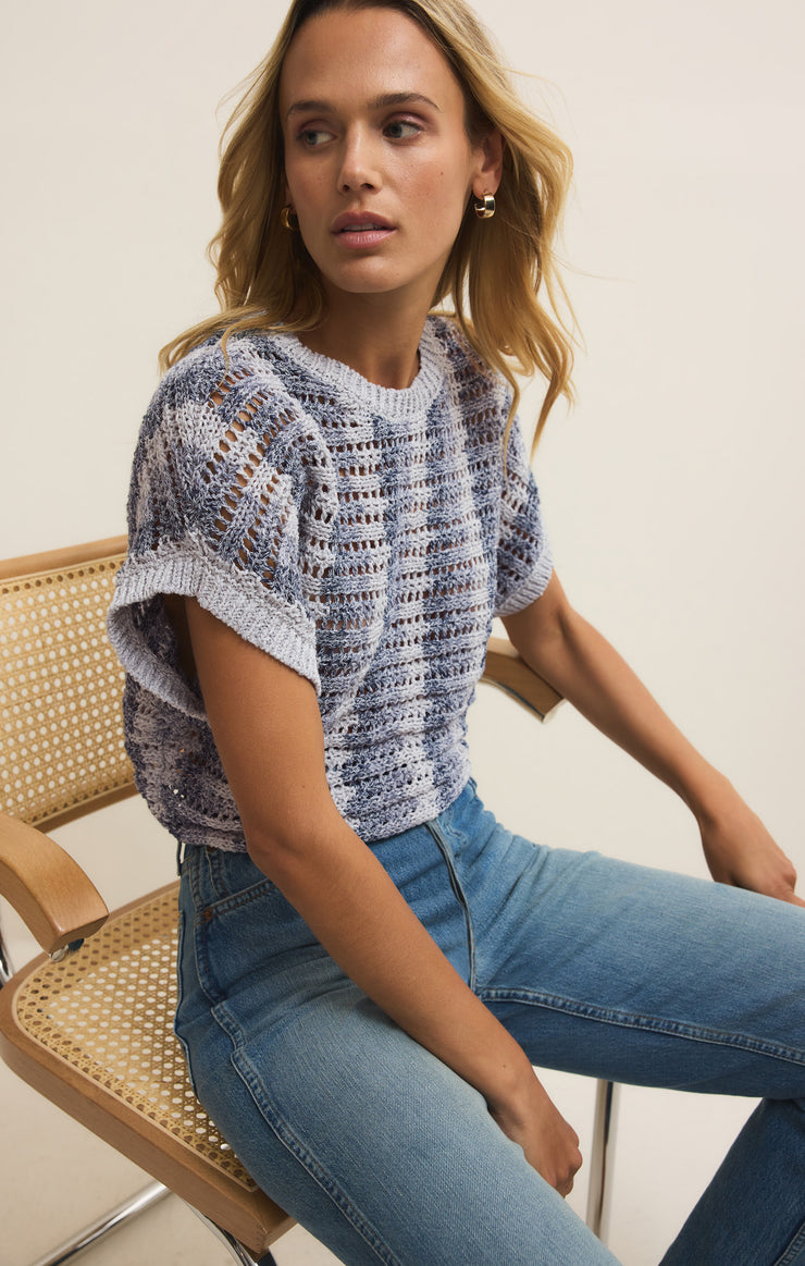 Tops Ballast Crochet Stripe Sweater Top Ballast Crochet Stripe Sweater Top