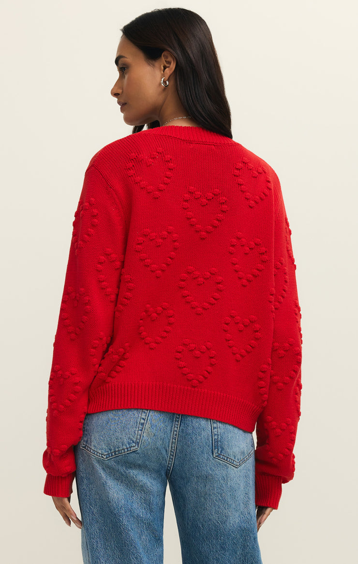 Sweaters Hearts Embroidered Cardigan Kiss Me Red