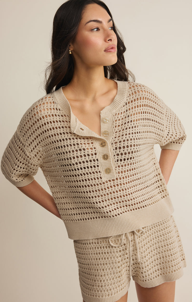 Sweaters Kylo Henley Crochet Top Island Coconut