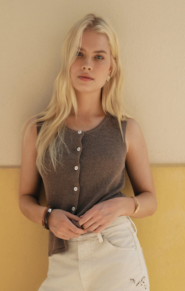 Sweaters Syd Linen Knit Vest Pebble Coast