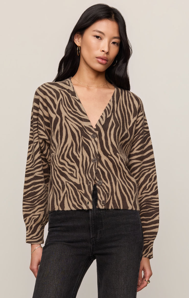 Sweaters All The Wild Zebra Cardigan Dark Chocolate