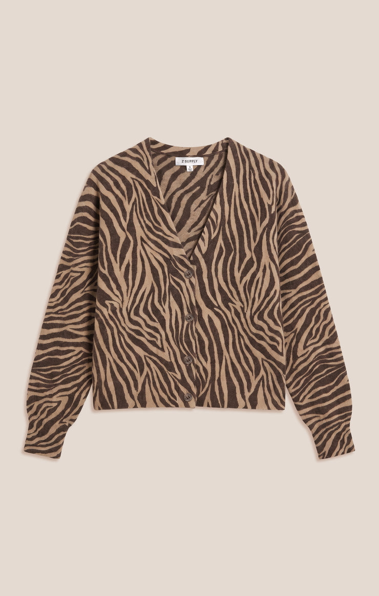 Sweaters All The Wild Zebra Cardigan Dark Chocolate