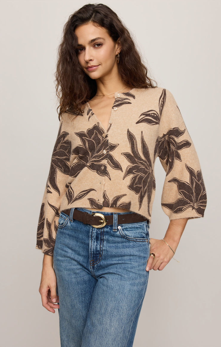 Sweaters Valor Floral Cardigan Soft Ecru