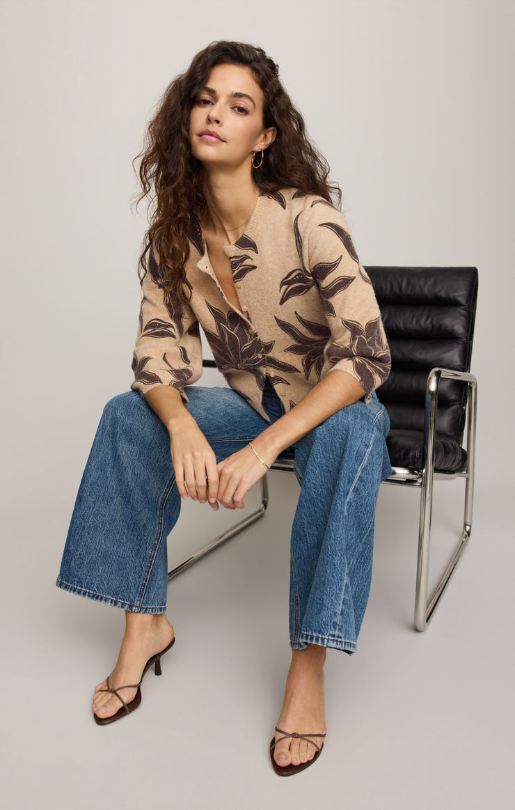 Sweaters Valor Floral Cardigan Soft Ecru