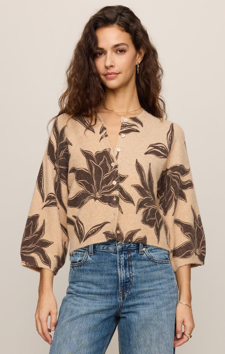 Sweaters Valor Floral Cardigan Soft Ecru