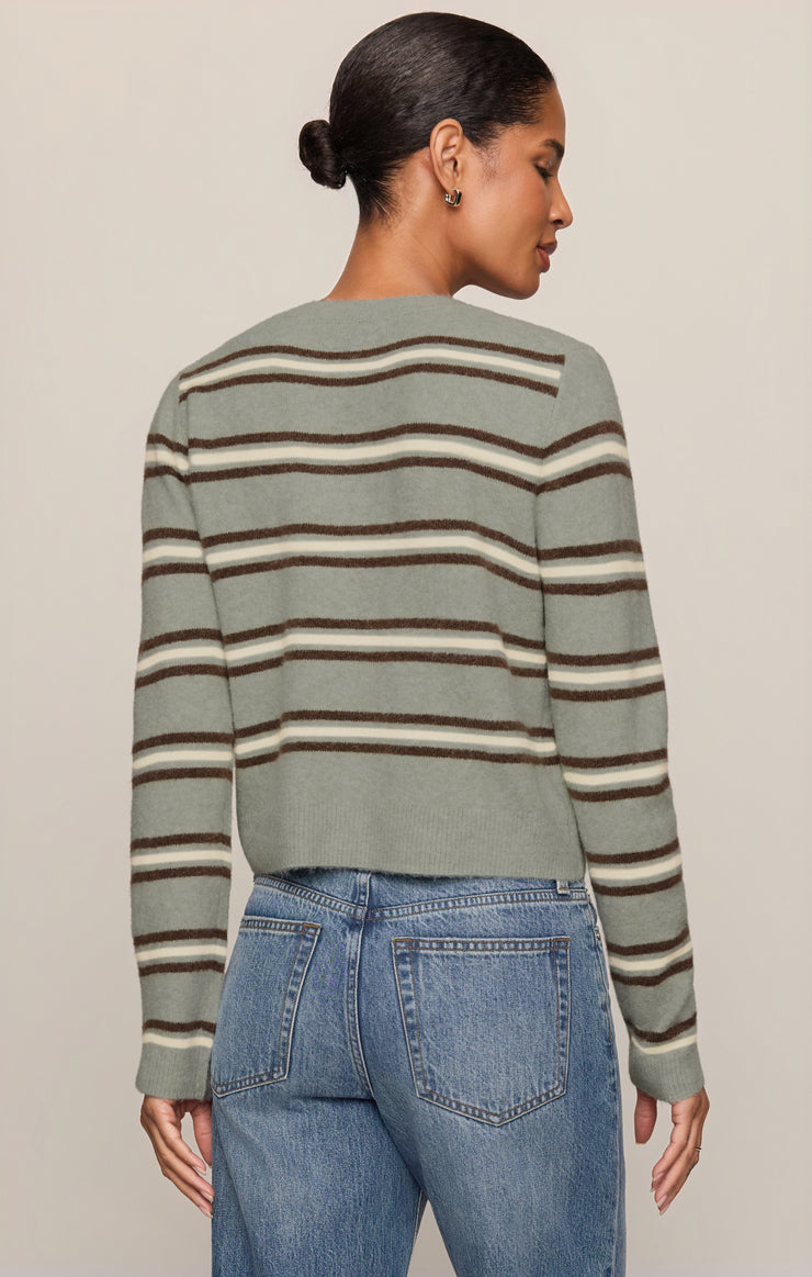 Sweaters Medina Cozy Stripe Cardigan Aqua Cloud
