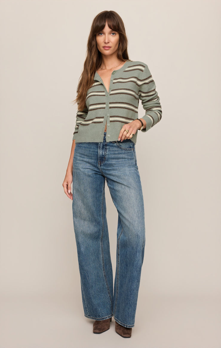 Sweaters Medina Cozy Stripe Cardigan Aqua Cloud
