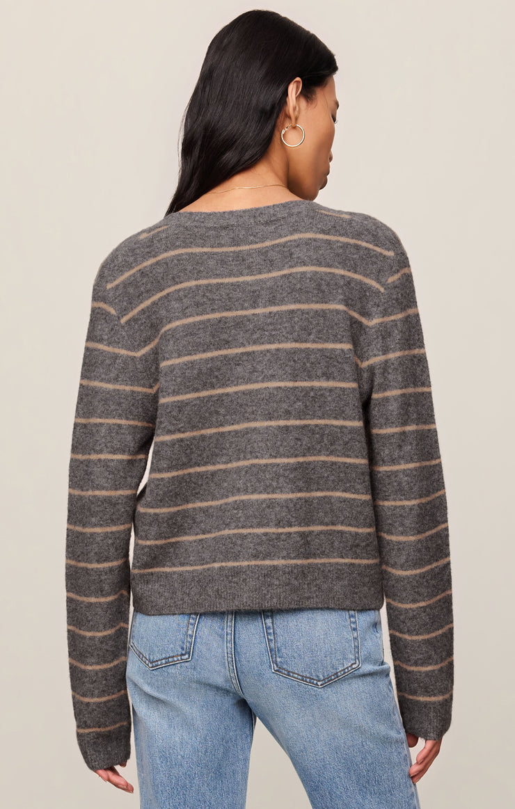 Sweaters Medina Cozy Stripe Cardigan Charcoal Heather