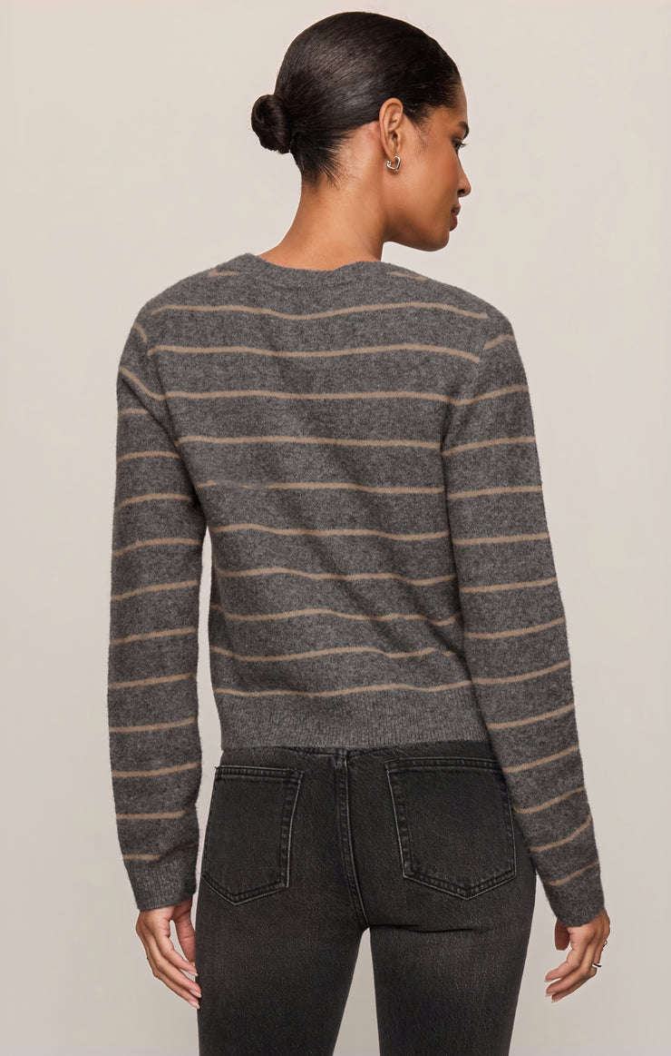 Sweaters Medina Cozy Stripe Cardigan Charcoal Heather
