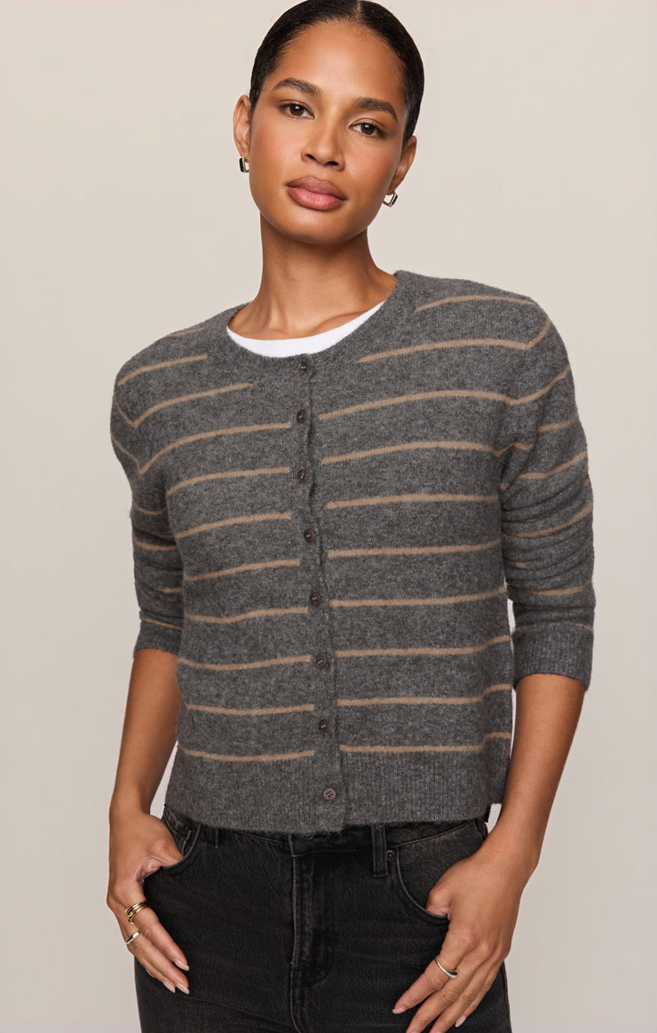 Sweaters Medina Cozy Stripe Cardigan Charcoal Heather