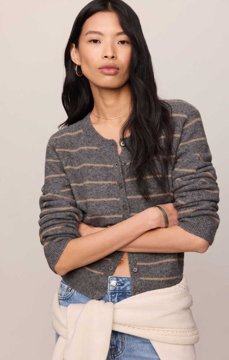 Sweaters Medina Cozy Stripe Cardigan Charcoal Heather