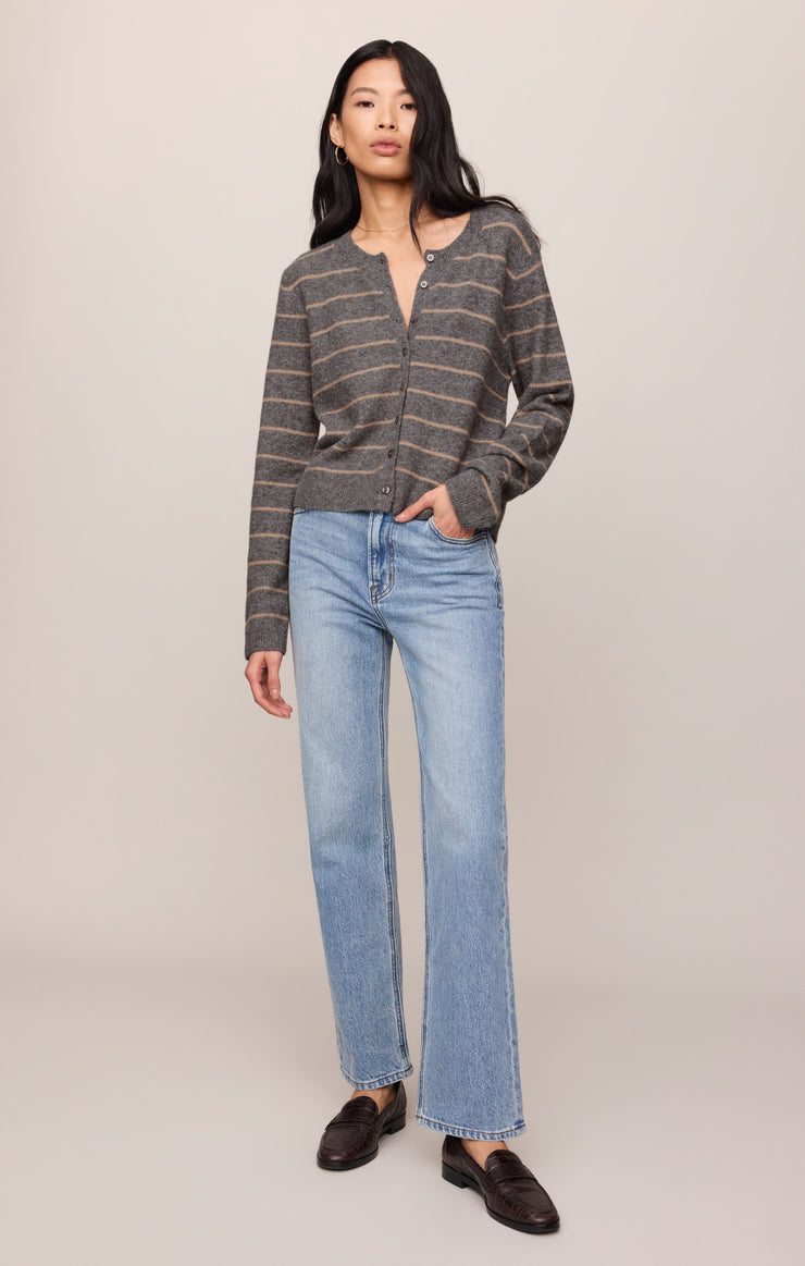 Sweaters Medina Cozy Stripe Cardigan Charcoal Heather