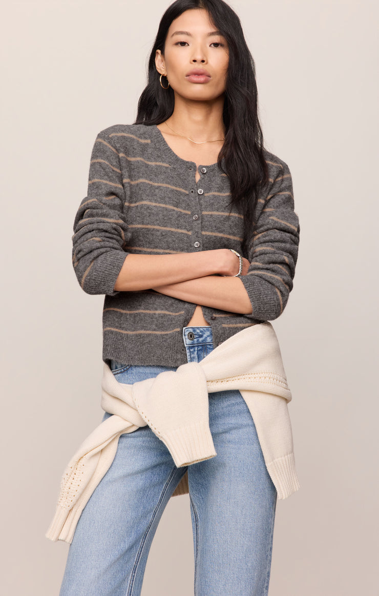 Sweaters Medina Cozy Stripe Cardigan Charcoal Heather