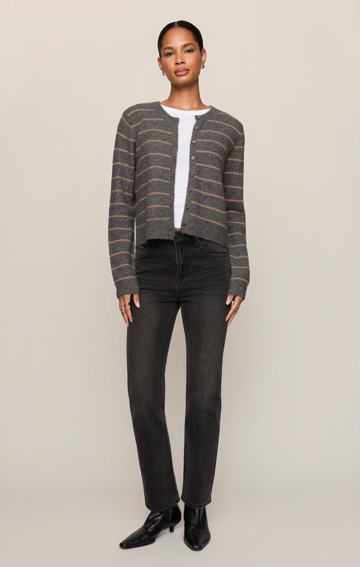 Sweaters Medina Cozy Stripe Cardigan Charcoal Heather