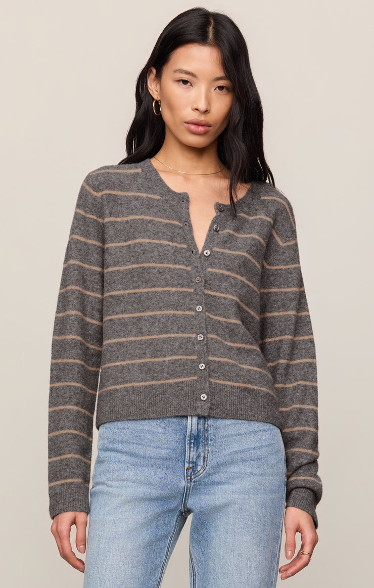 Sweaters Medina Cozy Stripe Cardigan Charcoal Heather
