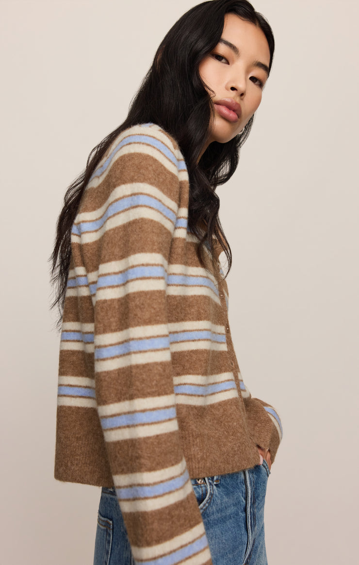 Sweaters Medina Cozy Stripe Cardigan Golden Caramel